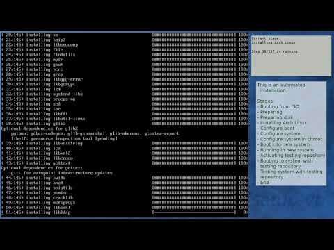 Arch Linux installation recording to kernel 5.7.9-arch1-1 (core)