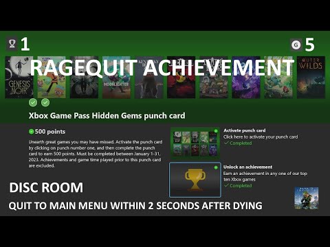 Xbox Game Pass Hidden Gems Punch Card RAGEQUIT Achievement