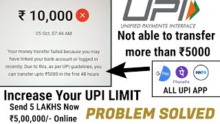 Increase upi limit | Problem solved | send 5 lakhs now