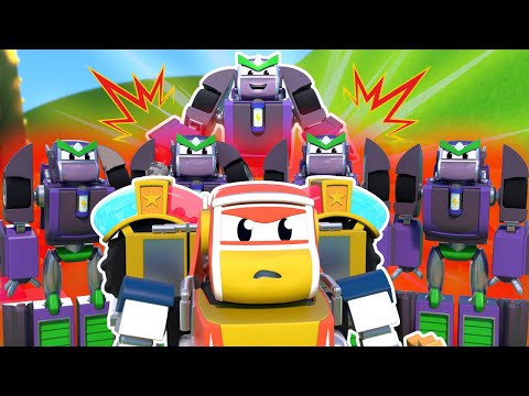 EVIL ROBOT creates an ARMY OF CLONES! Help, SUPER ROBOT! - Robot and Police Car Transform