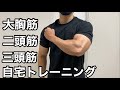 自宅で大胸筋二頭筋三頭筋トレ【ホームジム筋トレ】