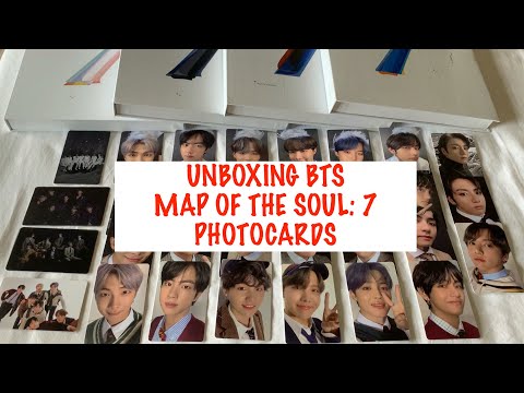 unboxing all bts map of the soul: 7 photocards | 31 PHOTOCARDS!