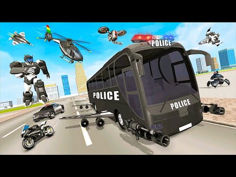 Police Robot Bus Helicopter Battle of City: Grand Police Robot Game | Android iOS Gameplay