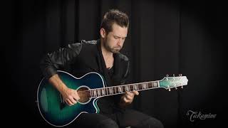 Takamine TSP178AC Thinline FXC, cutaway électro-acoustique, See-Thru Blue Burst - Video