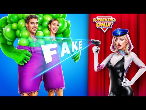 Fake Superheroes vs Real Superheroes! Easy Sneaking Into the Movies Challenge!