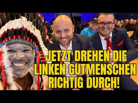 Serge Menga SPRENGT AfD Veranstaltung als Indianer