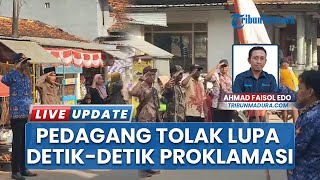 Warga Hentikan Aktivitas saat Detik-detik Proklamasi di Pasar Jaddih Bangkalan, Beri Hormat