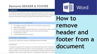 How to remove Header or Footer in MS Word document