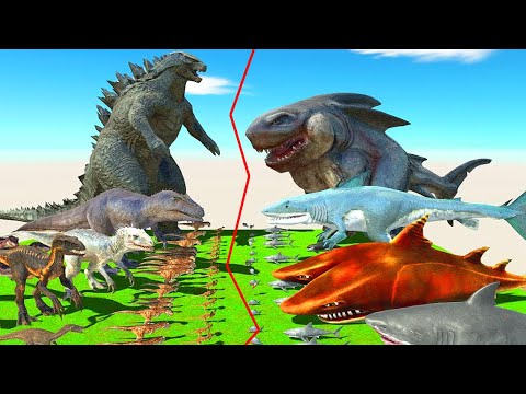 Mutant Megalodon EATS Godzilla - The White Shark vs Godzilla  Animal Revolt Battle Simulator