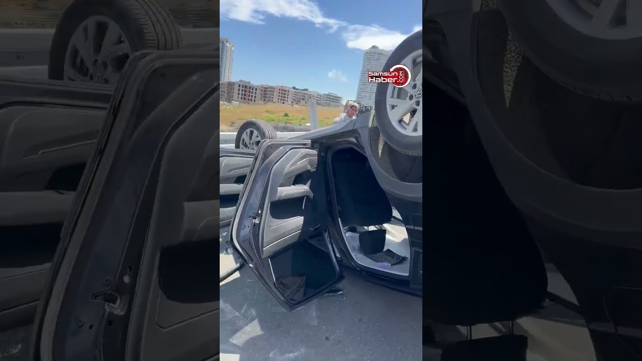 Samsun'da Otomobil Bariyerlere Çarpıp Takla Attı: 1 Kişi Yaralandı