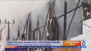 Crews continue to make progress on Boyle Heights warehouse fire 