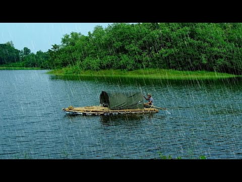 Surviving the Storm: Wild Camping on a Raft in the Middle of Nowhere| Survival Skills