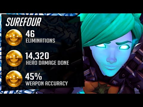 Surefour Tryhard Tracer - 46 elims! [ Overwatch Season 30 Top 500 ]