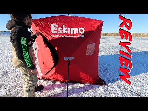 BEST Eskimo 3 Man Pop Up Ice Shelter Tent REVIEW!!! / Quickfish MUST BUY!!
