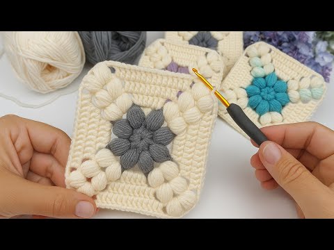 Lovley!... Granny Square  crocheted crochet stitch with a floral center. Knit combine sell #crochet 