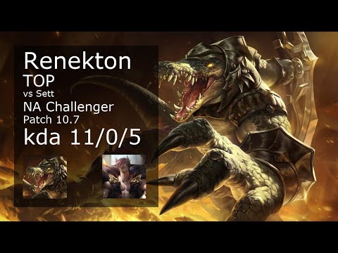 Renekton Top vs Sett - NA Challenger 11/0/5 Patch 10.7 Gameplay