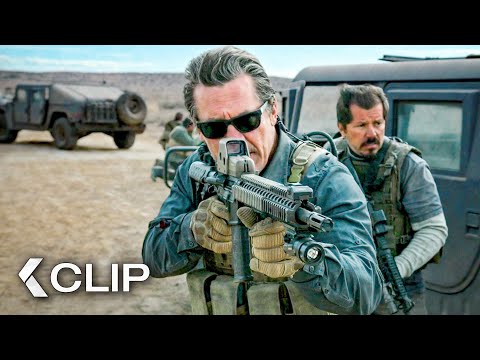 BRUTAL Emboscada del Cártel a Escolta Policial - SICARIO: DÍA DEL SOLDADO Clip | Benicio del Toro
