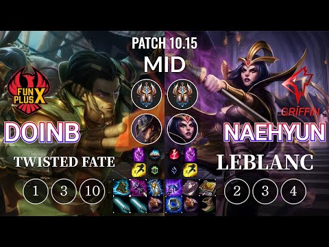 FPX Doinb Twisted Fate vs GRF Naehyun LeBlanc Mid - KR Patch 10.15