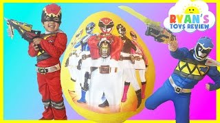 GIANT EGG SURPRISE OPENING POWER RANGER DINO CHARGE Kinder Egg Nickelodeon Toys Kids Video