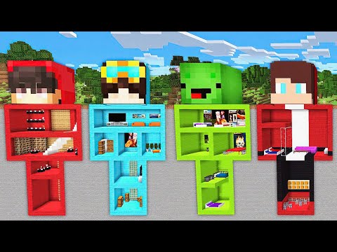 How To Build An UNDERGROUND Bases Nico & Cash and JJ & Mikey In Minecraft - Maizen