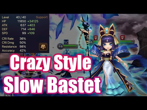 【Summoners War | Curry's RTA】Crazy Style, Slow Bastet with Bruiser Units, is usefull slow her???