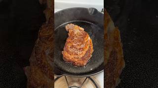 Cooking a ribeye steak in a cast-iron skillet #steak #cooking #recipe