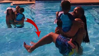 [4k] Double Cradle Lift &amp; Carry in the Pool at Disney&#39;s All Star Sports Resort