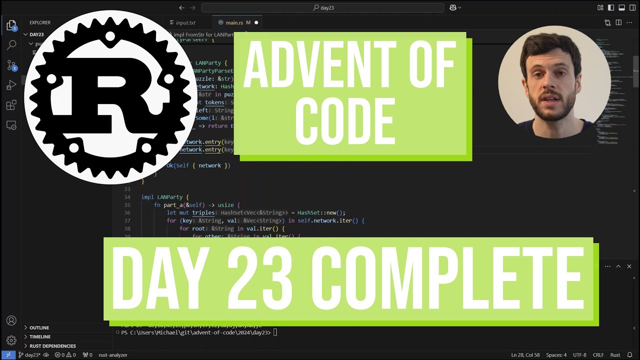 #26 Day 23 Complete! | Advent Of Code 2024 in Rust