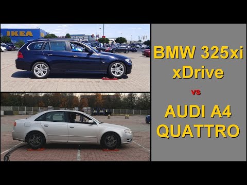 SLIP TEST - xDrive vs quattro - Bmw E91 325 xi vs Audi A4 B7 1.8T - @4x4.tests.on.rollers