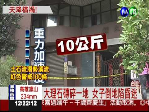 天降橫禍! 女子遭騎樓石磚砸昏