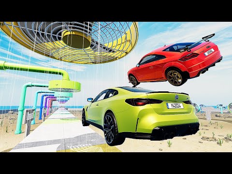 Super Cars VS Giant FANS Challenge Race #2 - Sports Car Driver - BeamNG Drive
