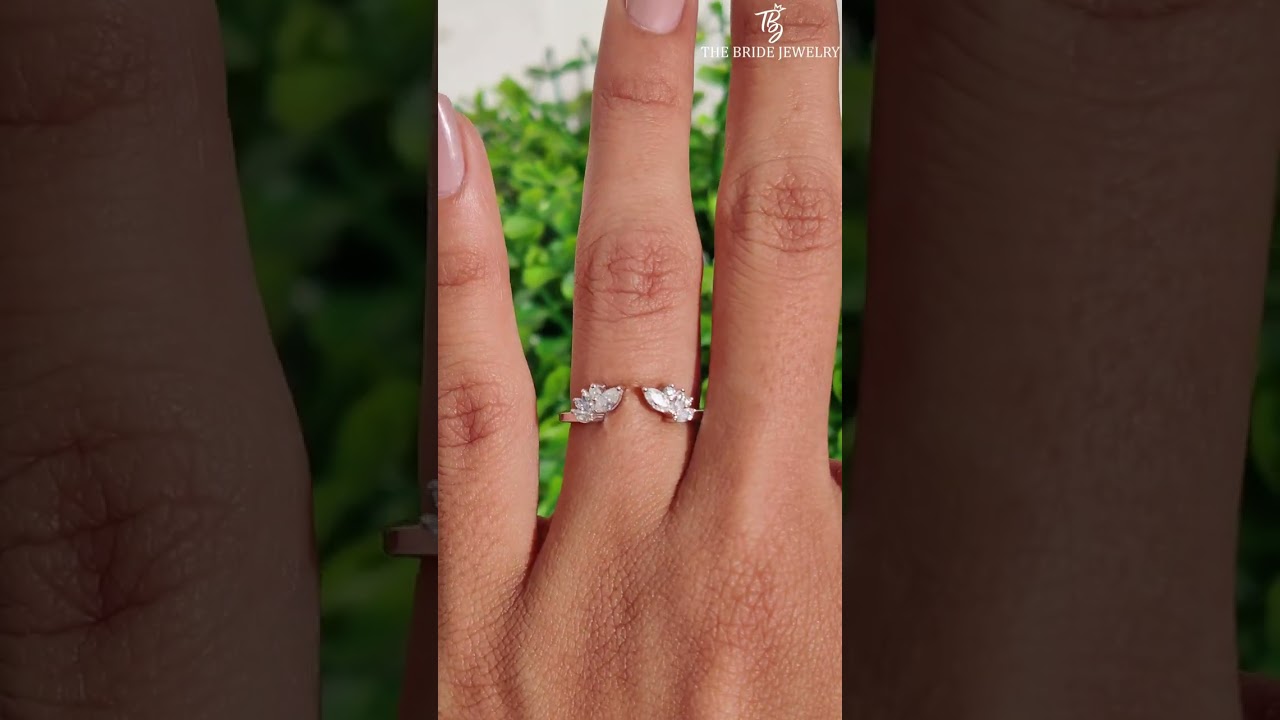 Gold Open Diamond Wedding Band engagement ring Stacking matching curved wedding band bridal ring