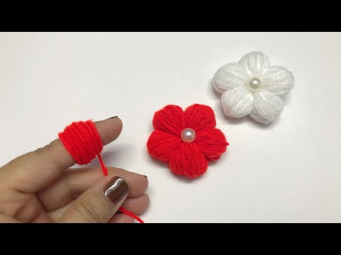 Amazing Woolen Flower Craft Idea using Finger - Easy Woolen Flower Making