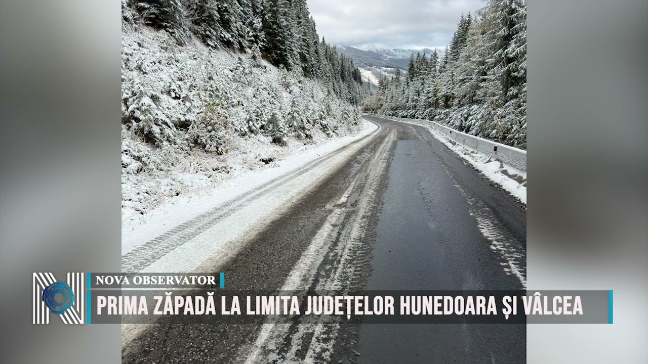 Prima zăpadă la limita județelor Hunedoara și Vâlcea