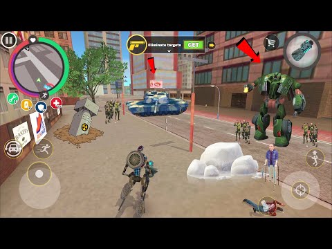 Rope Hero Vice Town (Transformer Robot Bike Fight Army Tank) Bike Robot Long Jumpe on Tower - HD