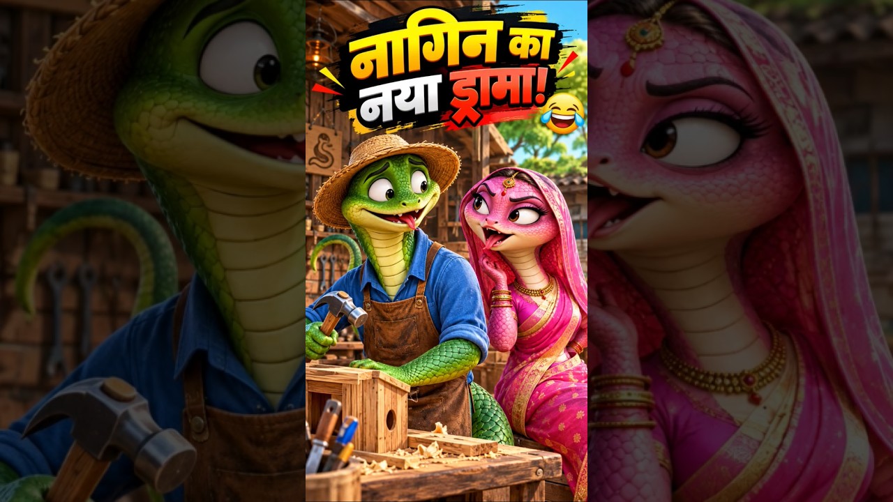 🐍 जब नागिन ने नाग से बनवाया घर 😂🤣 | Funny Snake Couple #Shorts