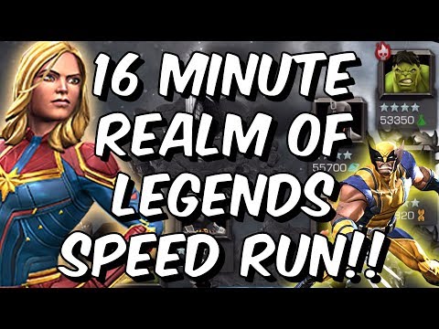 INSANE 16 Minute Realm of Legends Speedrun with 5 Star Captain Marvel! - Marvel Contest of Champions