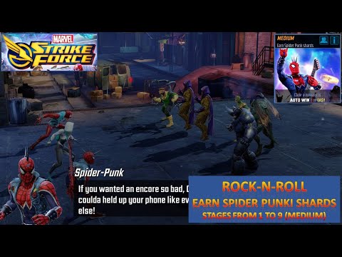 [*/\*] Marvel Strike Force - ROCK-N-ROLL Campaign (Earn Spider Punk Shards) - Medium