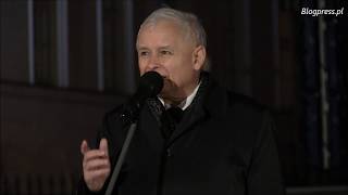 Prezes Jarosław Kaczyński w czasie 90 miesięcznicy smoleńskiej (10.10.2017)