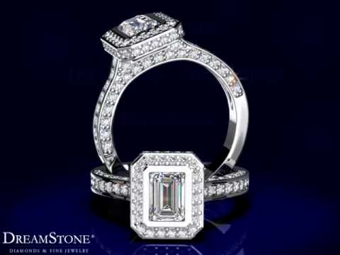 Three-Sided Pave Set Diamond Engagement Ring with 1.00 Carats TDW.