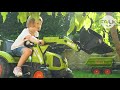 FALK pedalinis traktorius Claas Avec žalias su priekaba