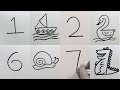 How to Draw Anything from Numbers | Easy 9 Drawing from Numbers for Kids 1-9