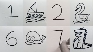 How to Draw Anything from Numbers | Easy 9 Drawing from Numbers for Kids 1-9
