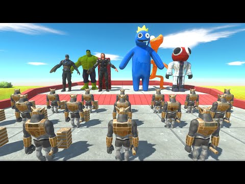 ( GHOR HAMMER CHALLENGE ) MARVEL VS RAINBOW FRIENDS - Animal Revolt Battle Simulator