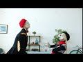 Funny Mime Guy Dancing While Cute Girl Clapping Hands Enjoying Performance At Home