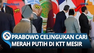 Momen Presiden Prabowo Celingukan Cari Bendera Merah Putih saat KTT Perdamaian soal Gaza di Mesir