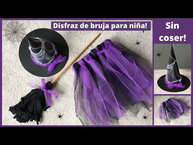 Vídeo relacionado con DiULi Disfraz de Bruja Niña, Falda de Brujas de 3 Piezas, Traje de Witch Niños, Falda de Tutú Halloween Set con Sombrero de Bruja Plegable y Escoba para Fiesta, Cumpleaños, Carnaval, Cosplay (Morado)