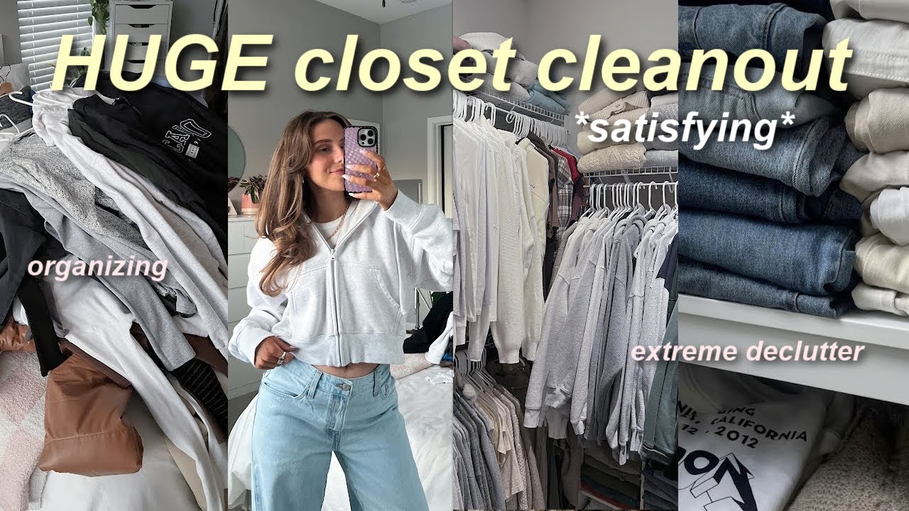 HUGE CLOSET CLEANOUT FOR THE NEW YEAR! 🧺✨ (DECLUTTERING + ORGANIZING EVERYTHING) *SATISFYING*