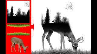 Photoshop Tutorial | Creative Deer Photo Double Exposure effect