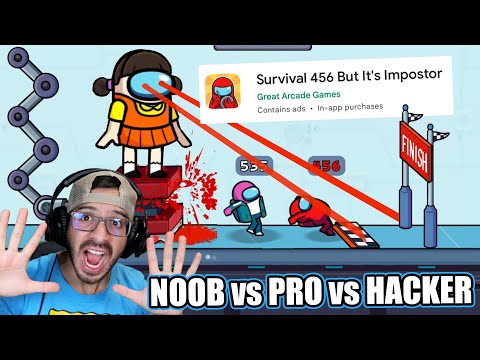 NOOB vs. PRO vs. HACKER in Survival 456 But It's Impostor | AMONG US in Squid Game